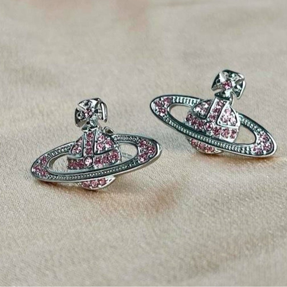 Pink saturn earrings
